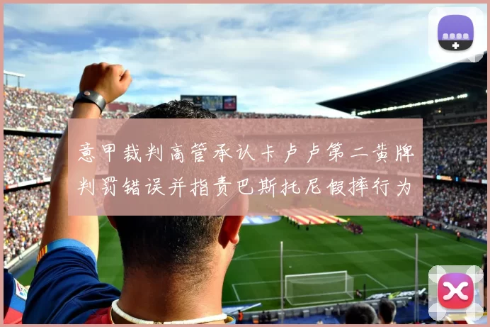 意甲裁判高管承认卡卢卢第二黄牌判罚错误并指责巴斯托尼假摔行为